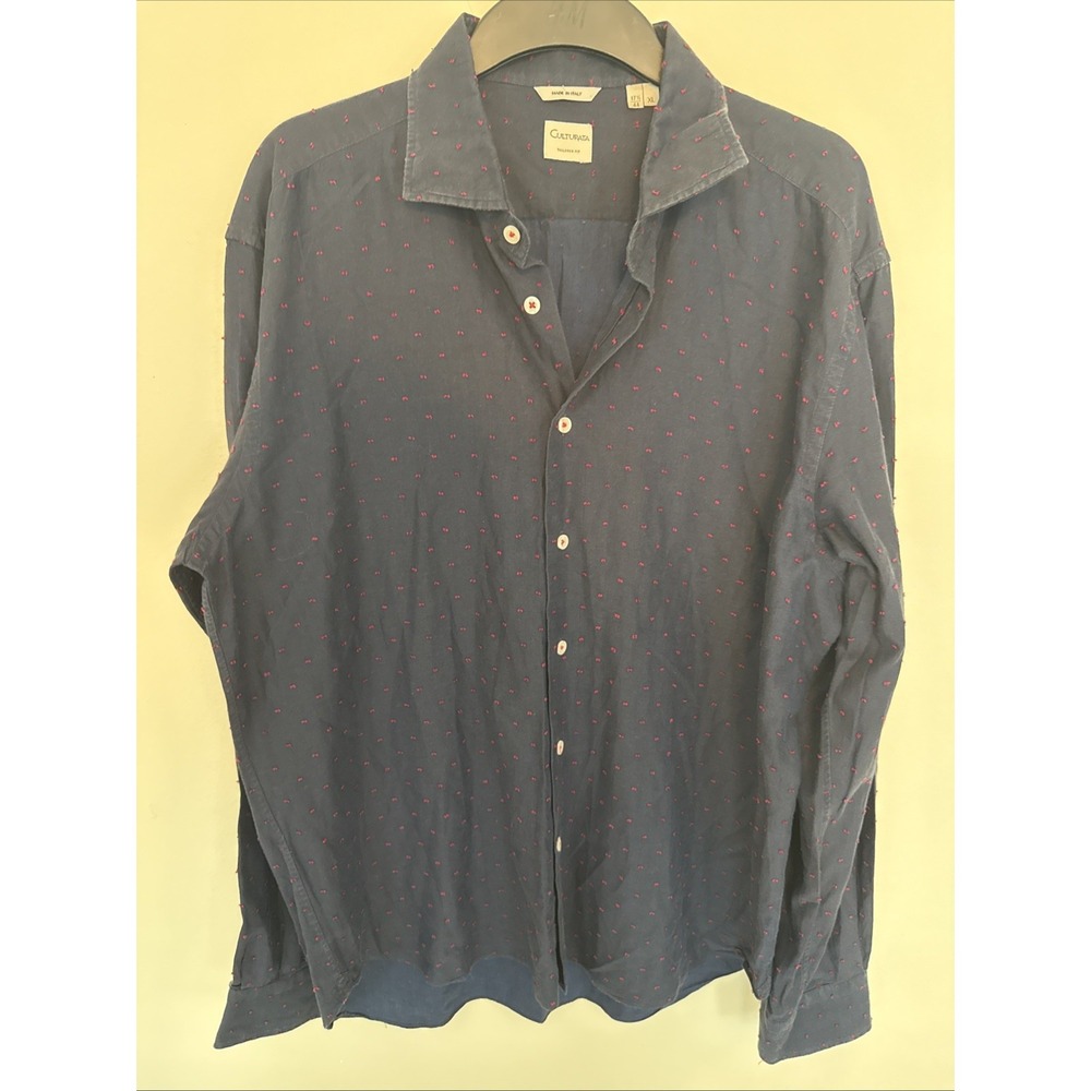 Culturata Shirt Mens XL Blue Long Sleeve Button Up Tailored Fit Italy‎